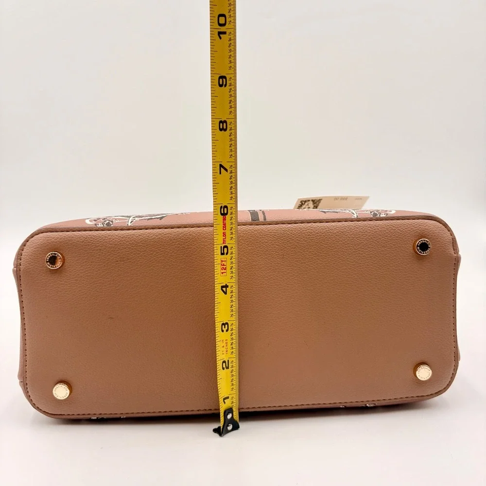 Anne Klein Tan Baroque Print Satchel Crossbody Bag Gold Hardware NWT